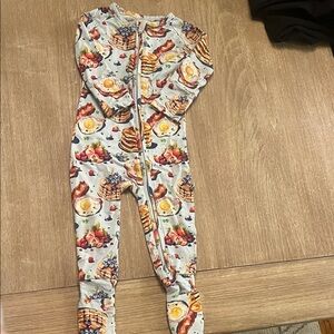 Cozy Breakfast Print Footed Onesie